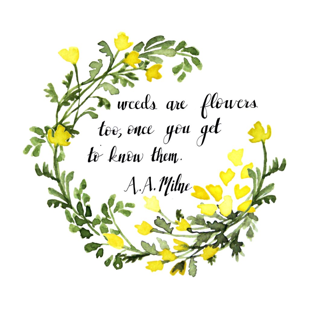 Watercolor painting illustration of a floral wreath with inspirational quote
