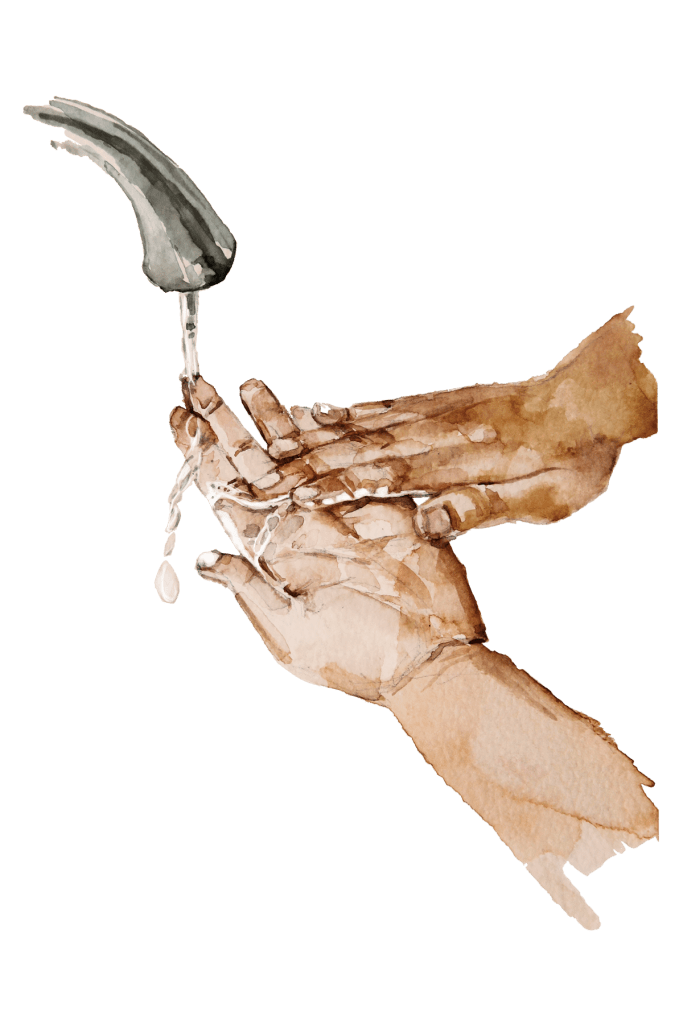 Watercolor painting illustration of washing hands during Coronavirus