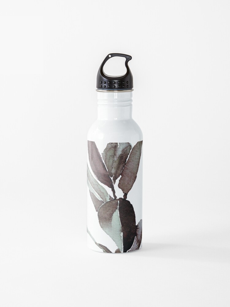 Custom printed water bottle: watercolor painting illustration of a rubber plant. Perfect for indoor gardening and houseplant lovers. Buy home decor, apparel, accessories and art prints at redbubble.com
